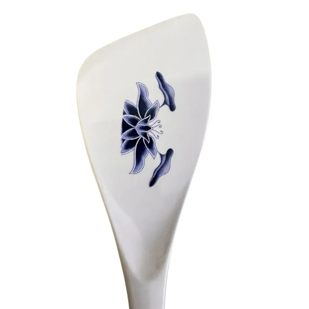 Vintage Melamine Water Lily Spatula 4409 and Ladle White Blue Floral